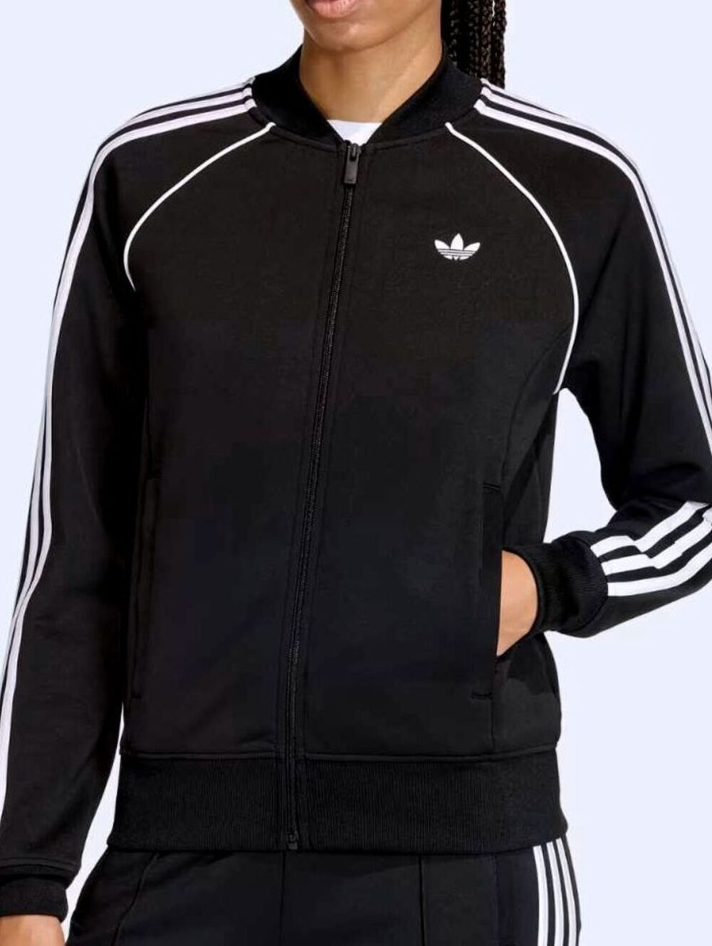 ADIDAS® Womens (L) Black SST Classic Zip-Up Track Jacket w/ Zippered Pockets